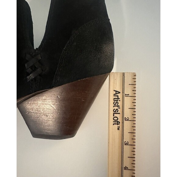 Frye Black Ankle Boots with Brown Heel - Picture 9 of 11